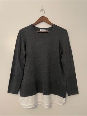 Calvin Klein Basic Layered-Look Textured Scoop Neck Pull Over Sweater
